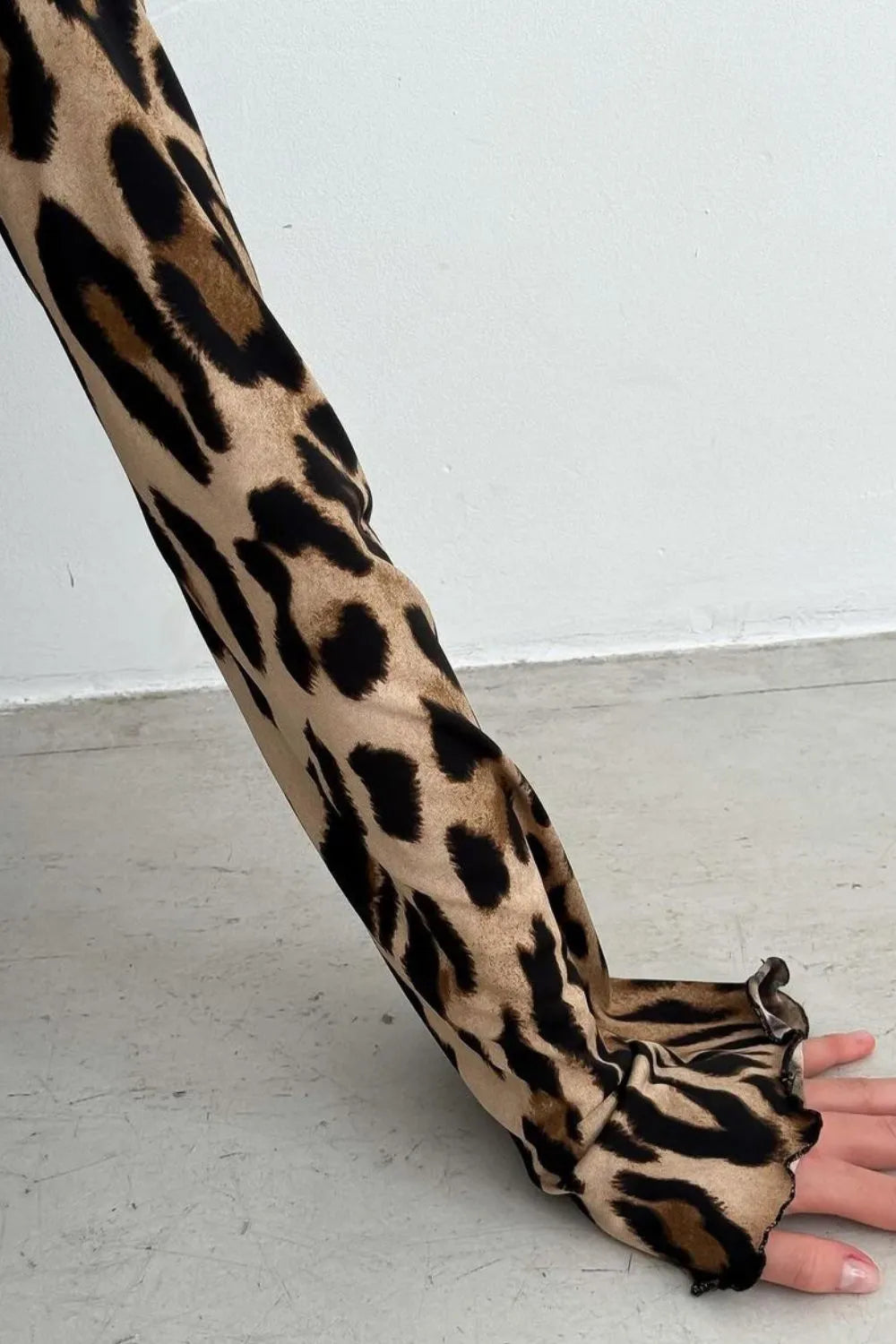 Backless Leopard Print Long Sleeve Mini Dress