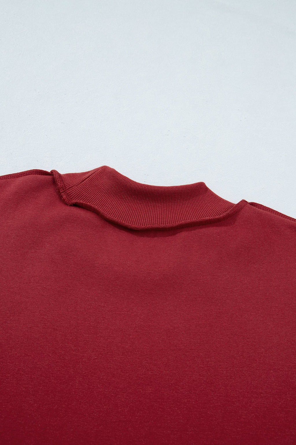 Light Pink Oversize Drop Shoulder Reversible Mock Neck Sweatshirt