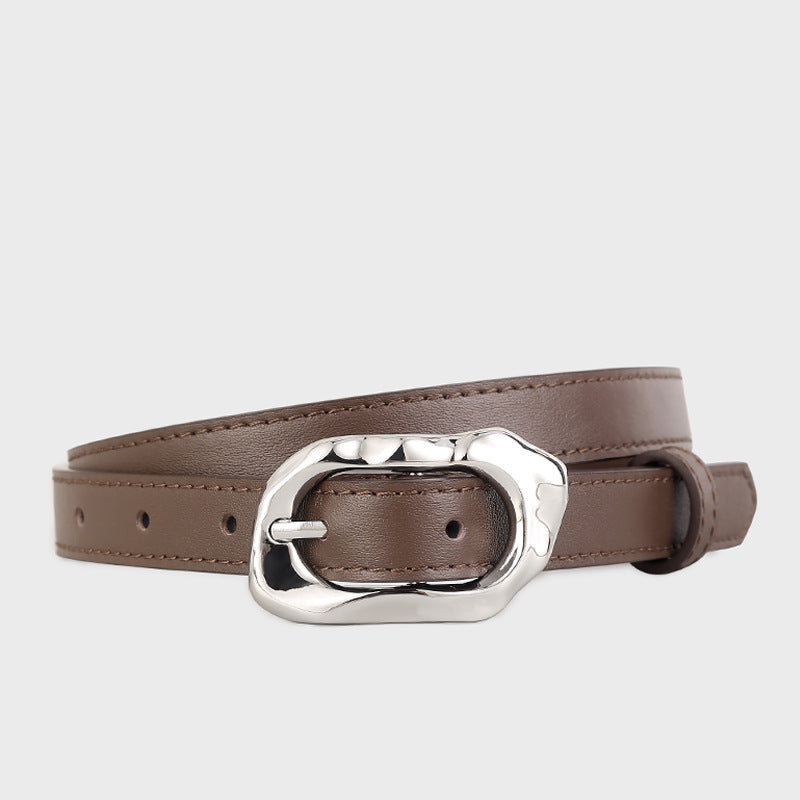 Leather Belt with Silver Buckle