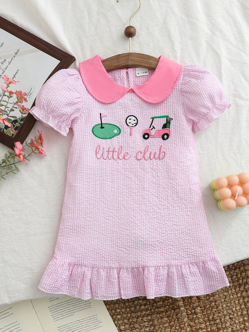 Children's Embroidered Golf Theme Ruffle Hem Dress