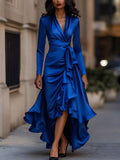 Elegant Wrap Dress with Ruffled Hem
