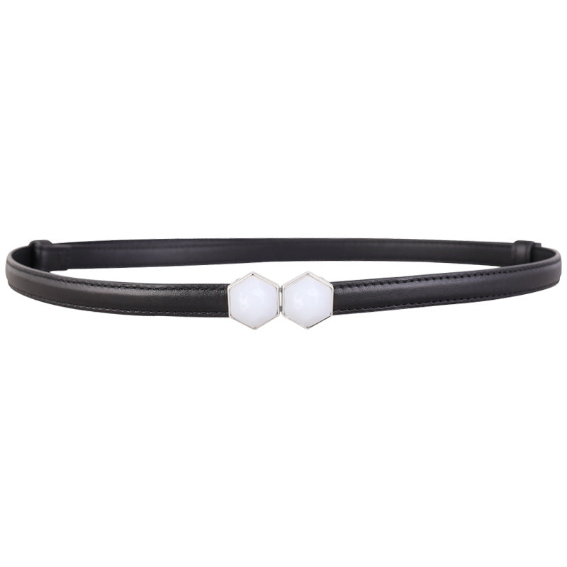 Leather Belt with Geometric Buckle