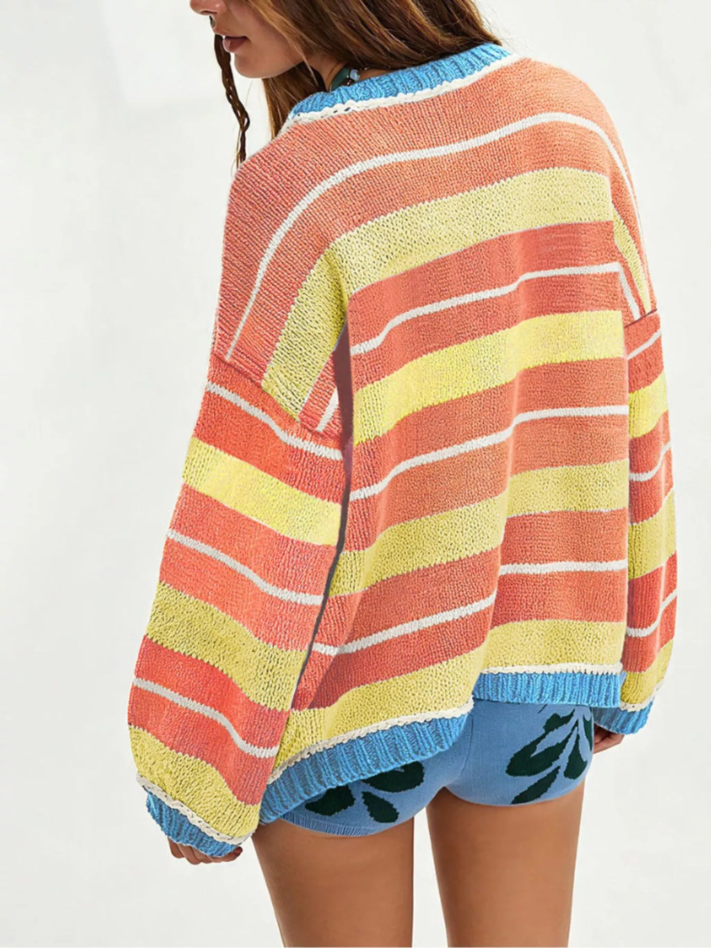 Oversized Striped Crew Neck Sweater