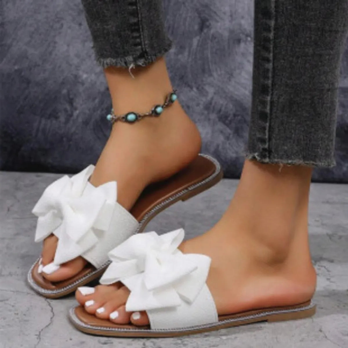 Bow Open Toe Flats Sandals