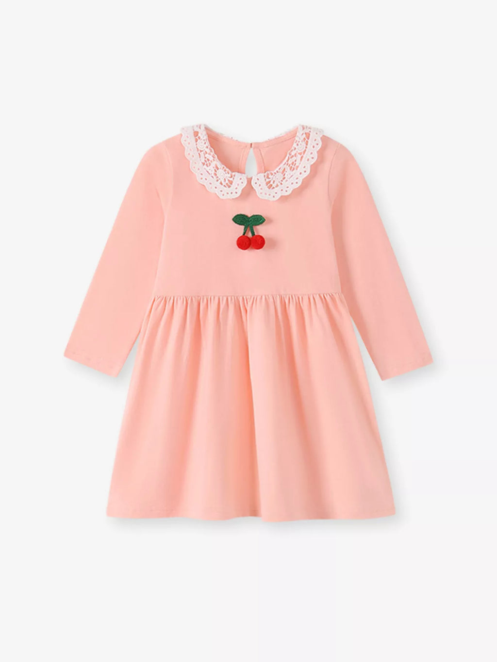 Children's Cherry Lace Collar Long Sleeve Dress