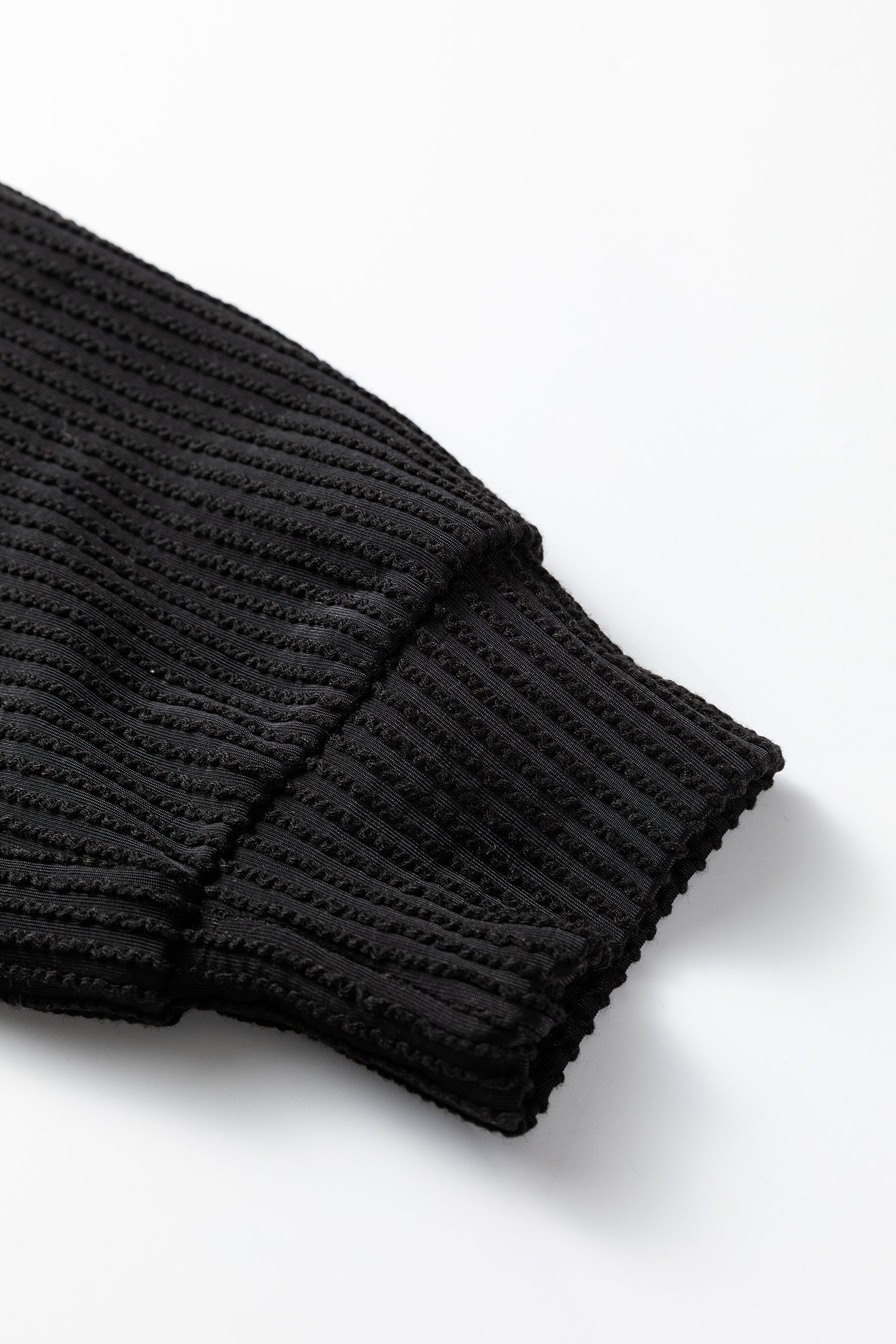 Black MERRY Corded Long Sleeve Top and Pockets Pants Set