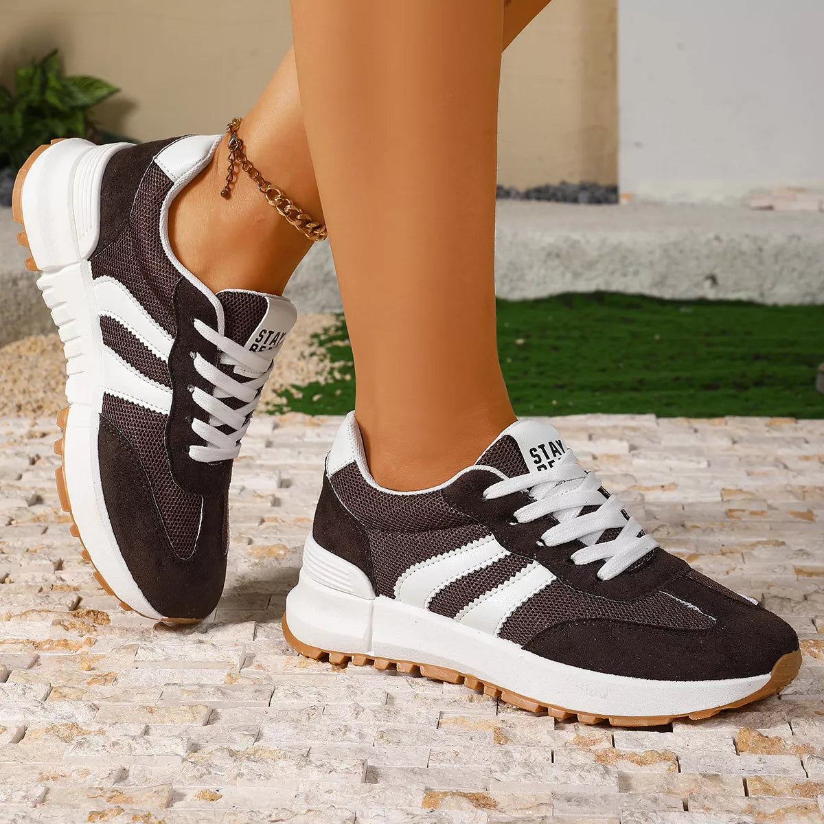 Round Toe Lace Up Sneakers