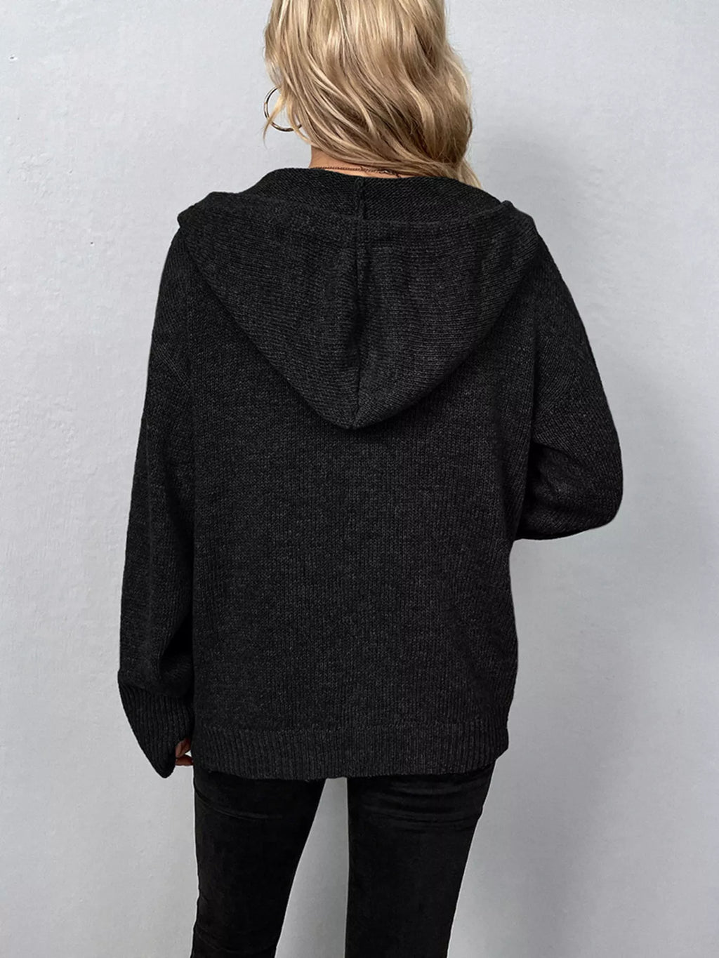 Cozy Knit Hooded Button-Down Cardigan