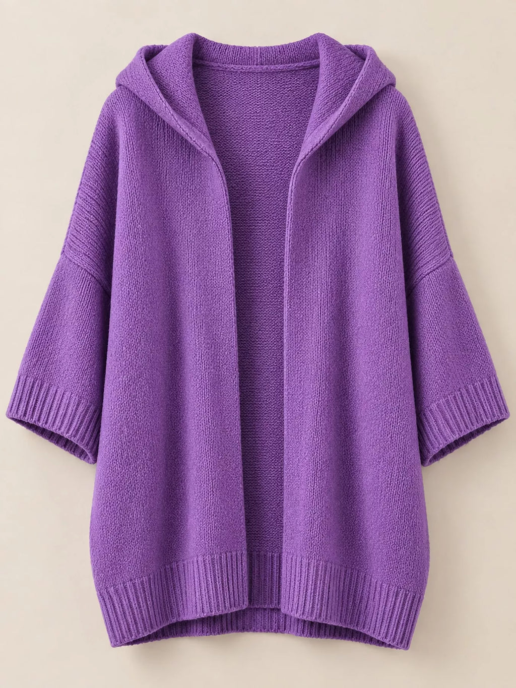 Full Size Hooded Open-Front Knit Cardigan Plus Size