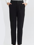 High-Waisted Straight Slim-Fit Pants