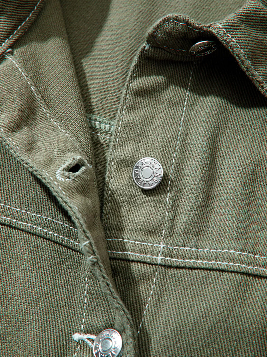 Patched Pocket Collared Button Front Boyfriend Denim Jacket