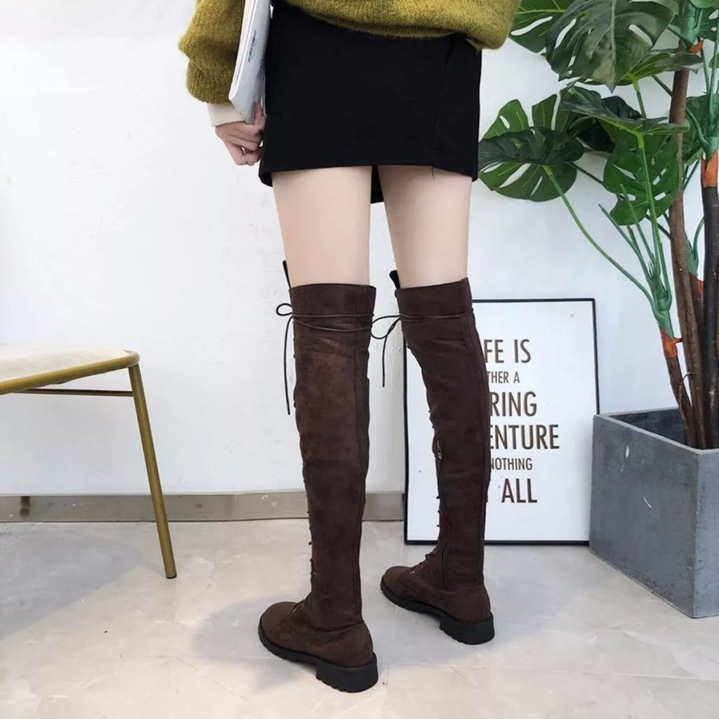 Lace-Up Over-the-Knee Boots