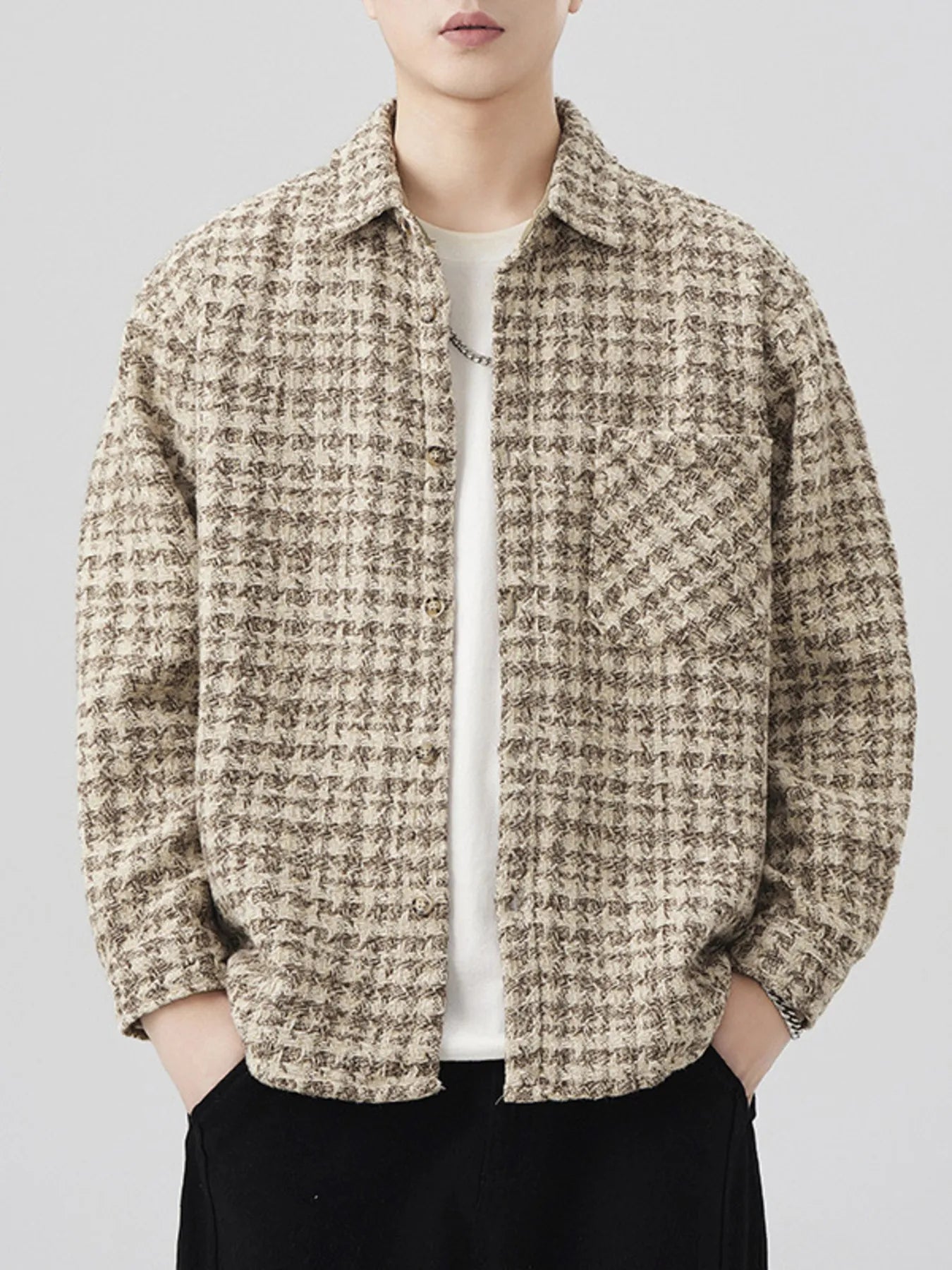 Men's Plus Size Button Up Long Sleeve Jacket