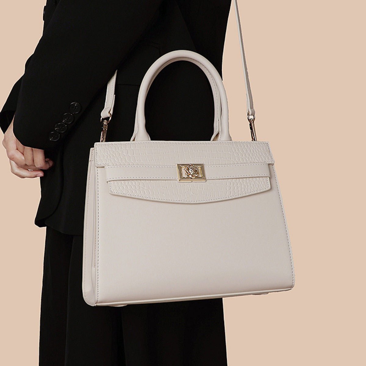 Top Handle Leather Handbag
