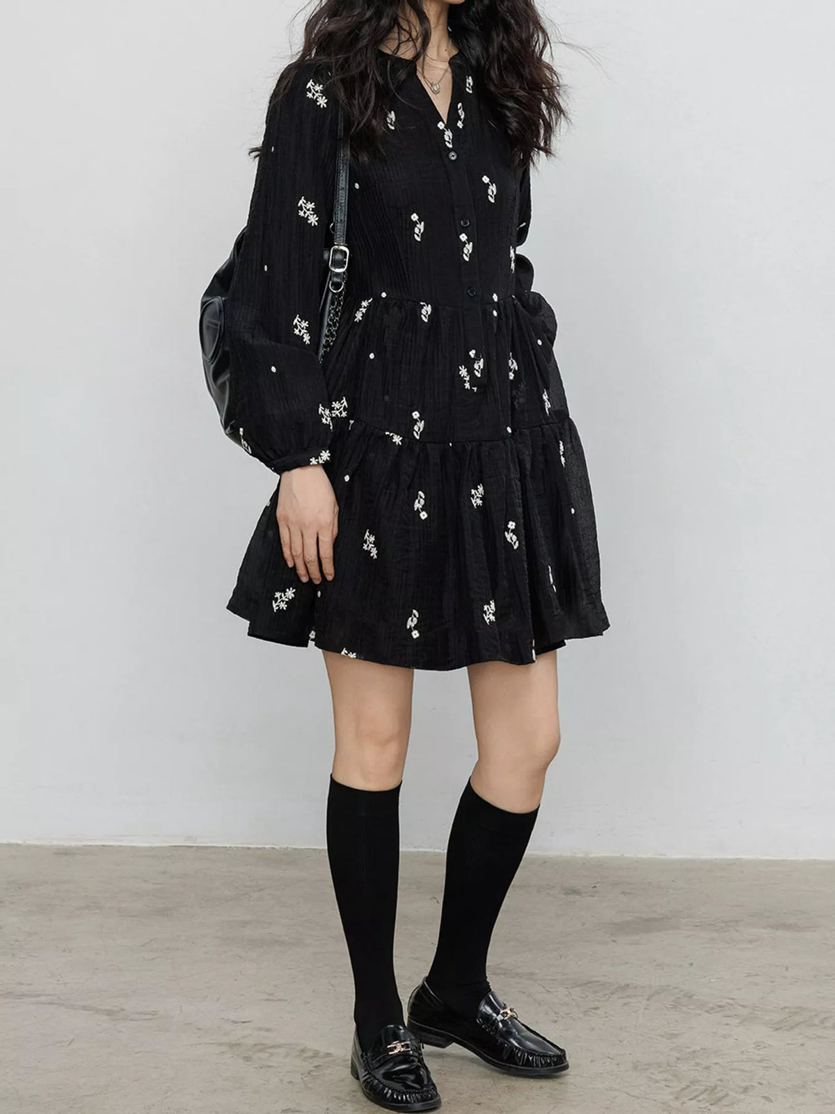 Floral Long Sleeve Mini Dress