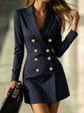Stripe Double-Breasted Blazer Dress