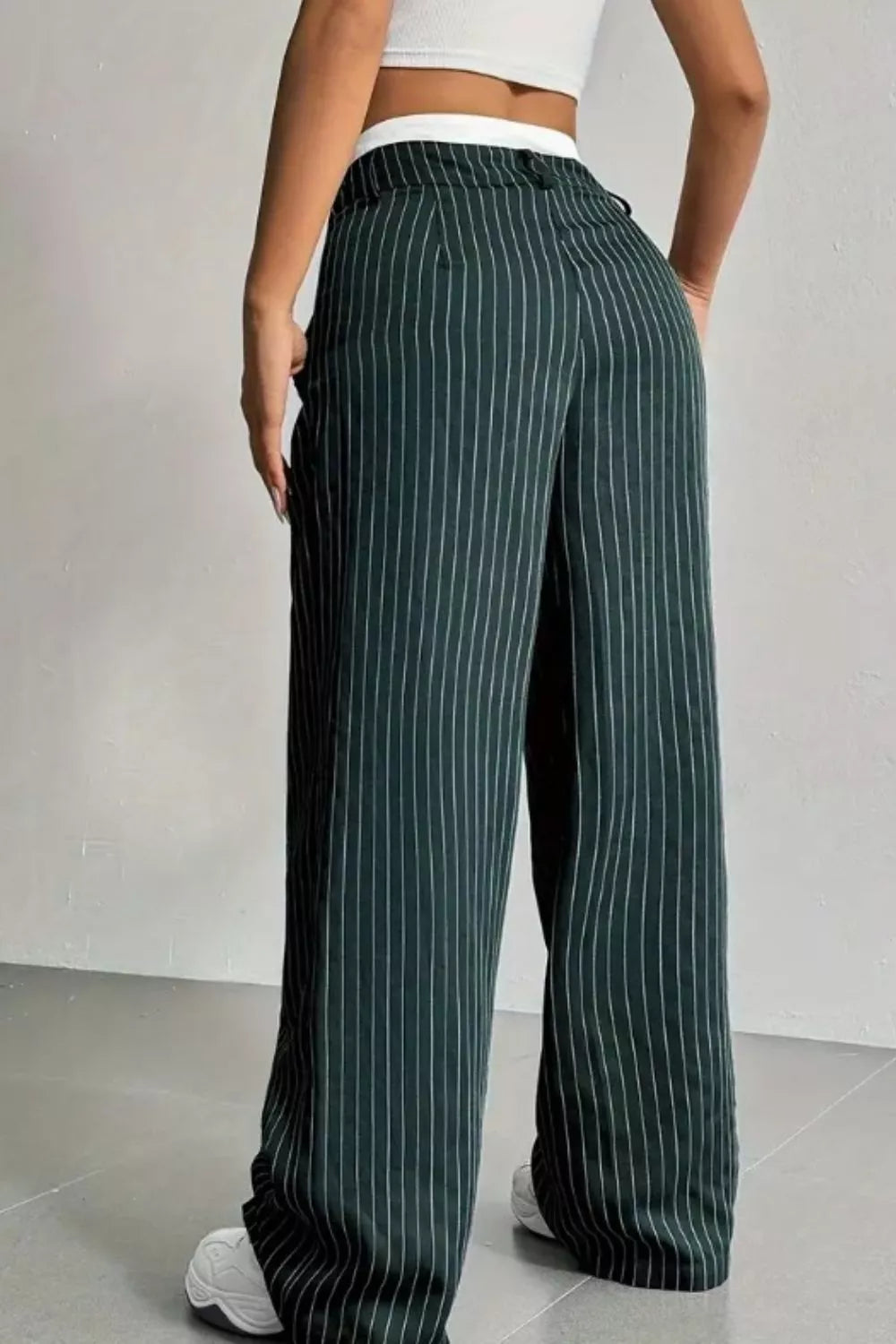 High-Waisted Pinstripe Wide-Leg Pants