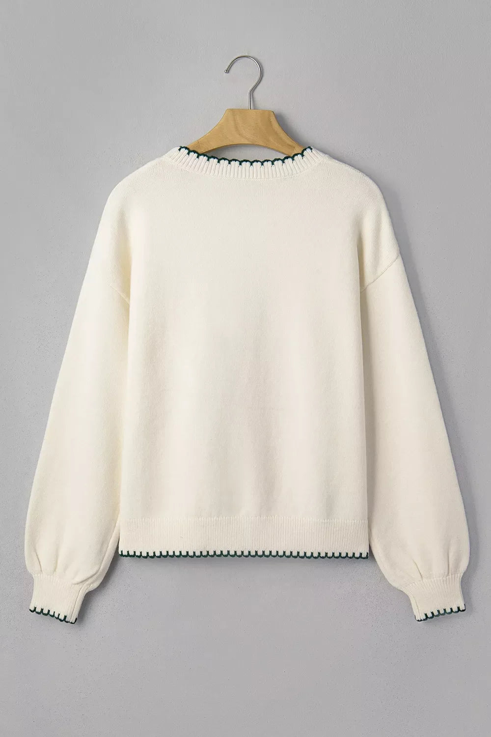 Stitched Detail Christmas Tree Holiday Casual Sweater