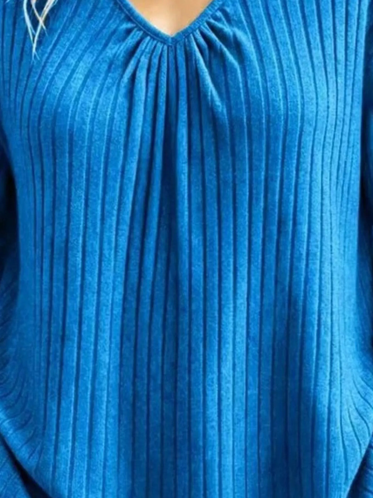V-Neck Ribbed Long Sleeve T-Shirt