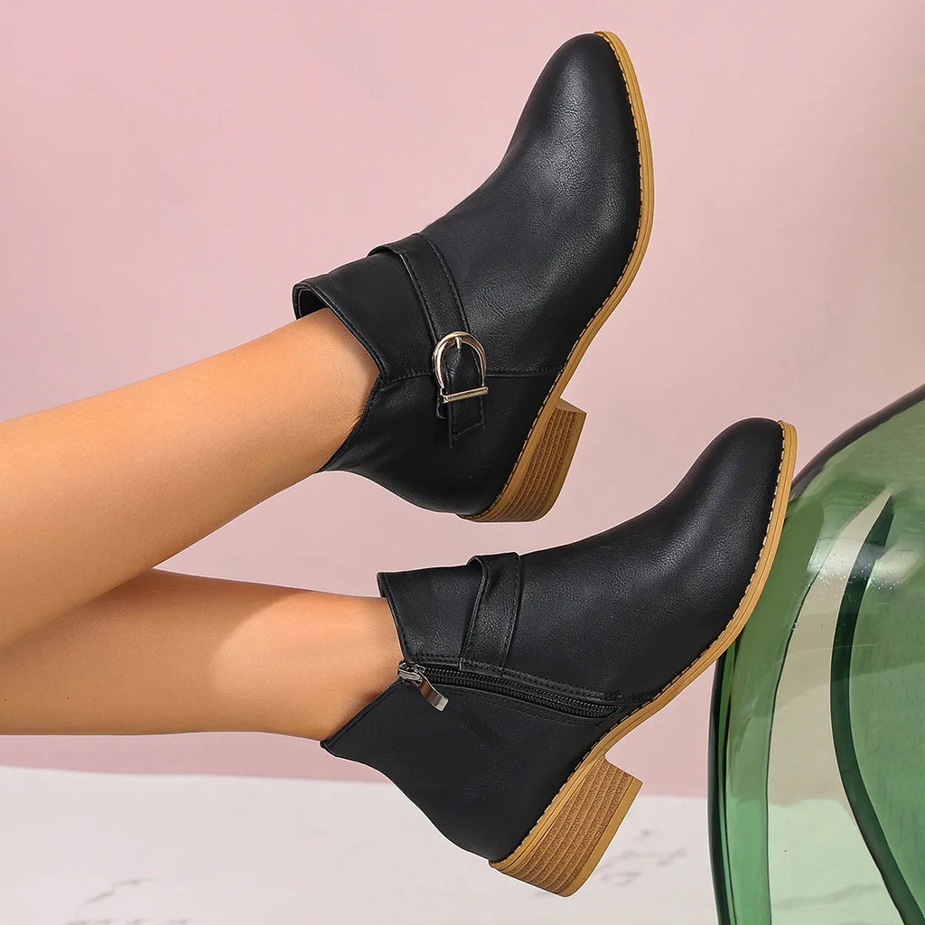 Point Toe Block Heels Boots