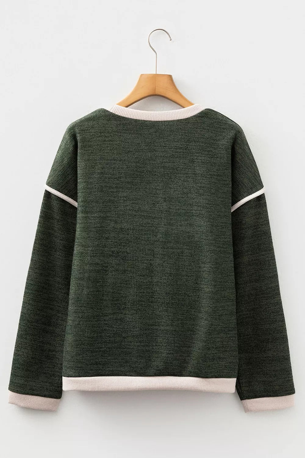 Duck Graphic Contrast Trim Patchwork Casual Knit Top