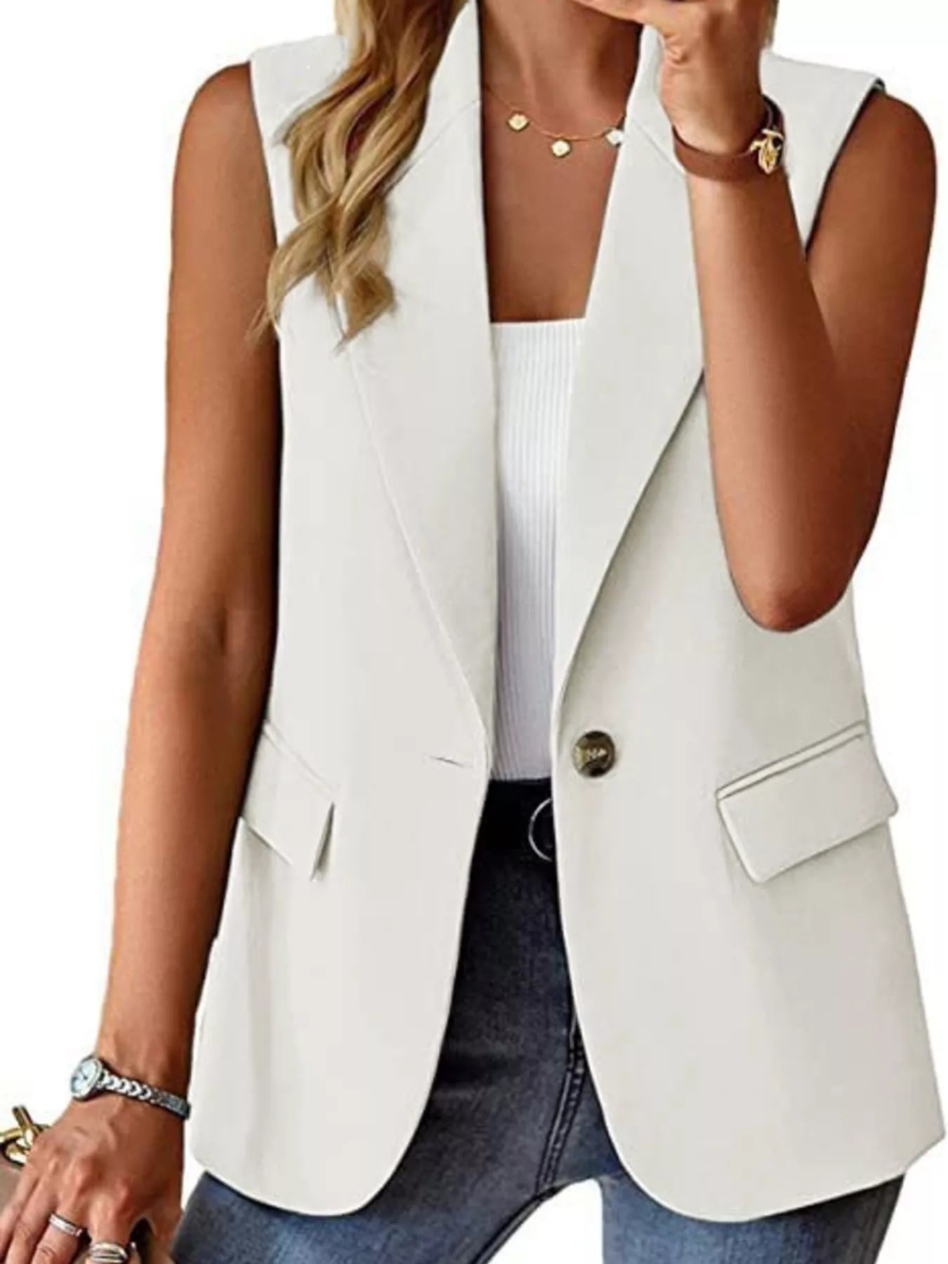One Button Blazer Vest