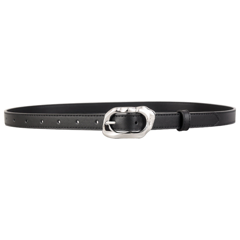 Leather Belt with Silver Buckle