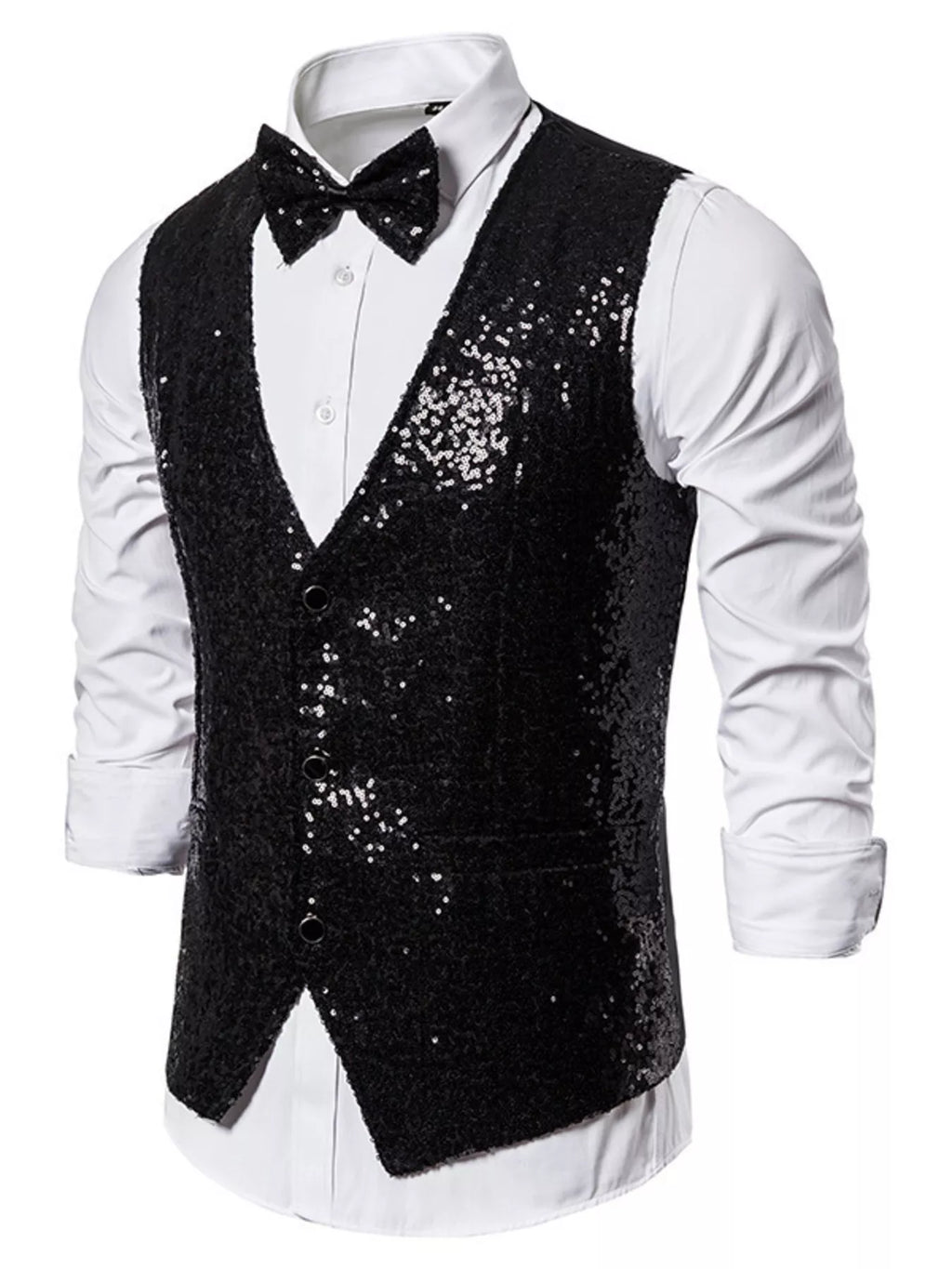 Men's Sequin Slim Fit Vest