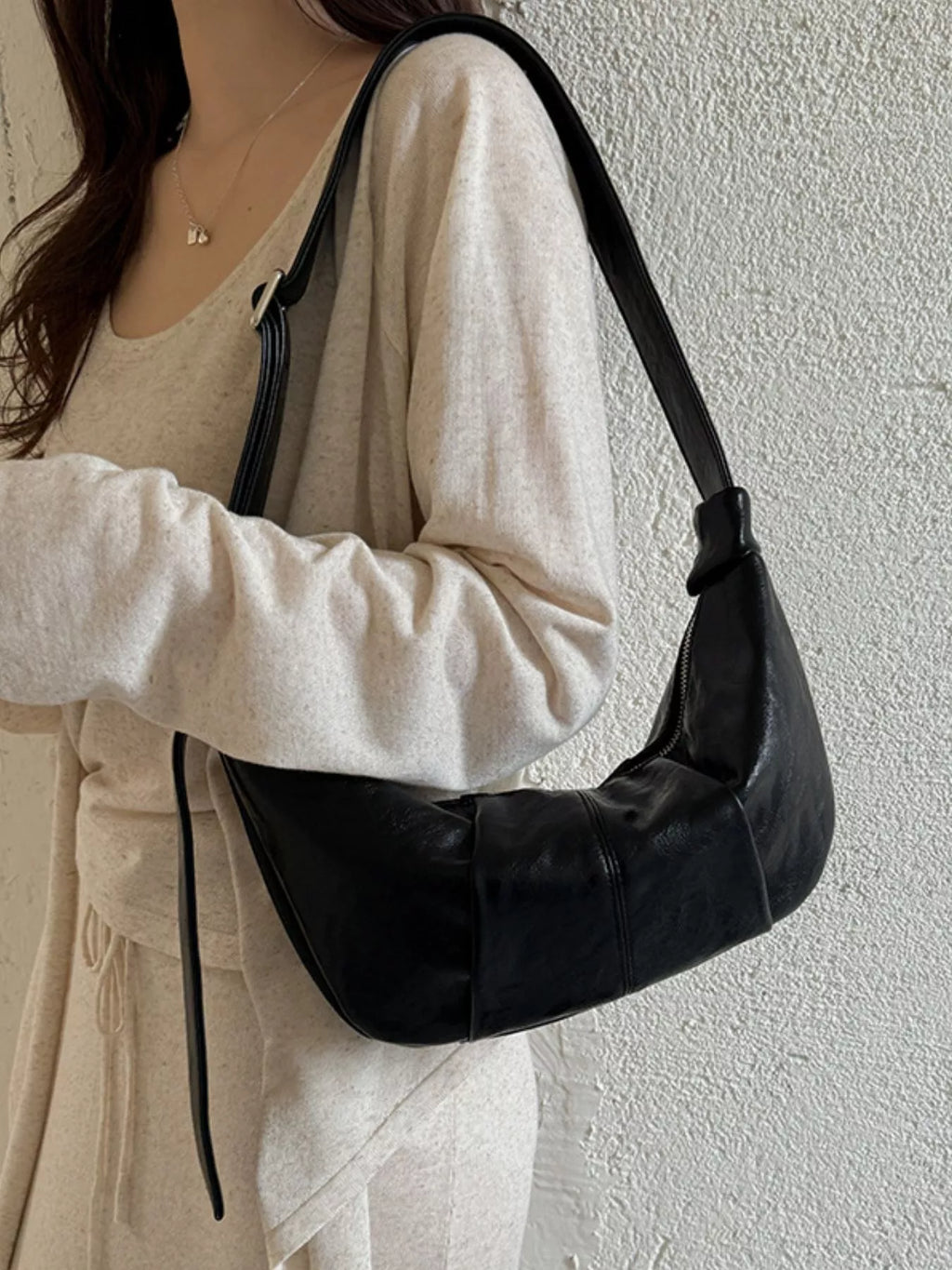 Croissant Leather Shoulder Bag