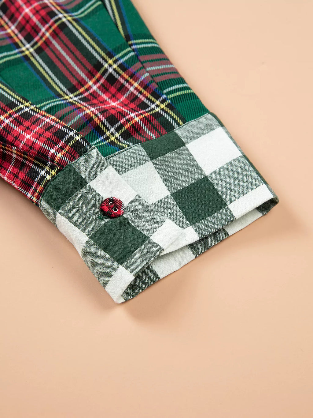Plus Size Plaid Long Sleeve Shift Shirt