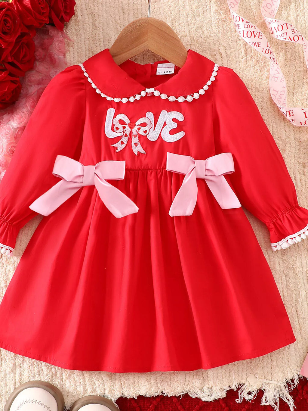 Children's Bow Long Sleeve Dress