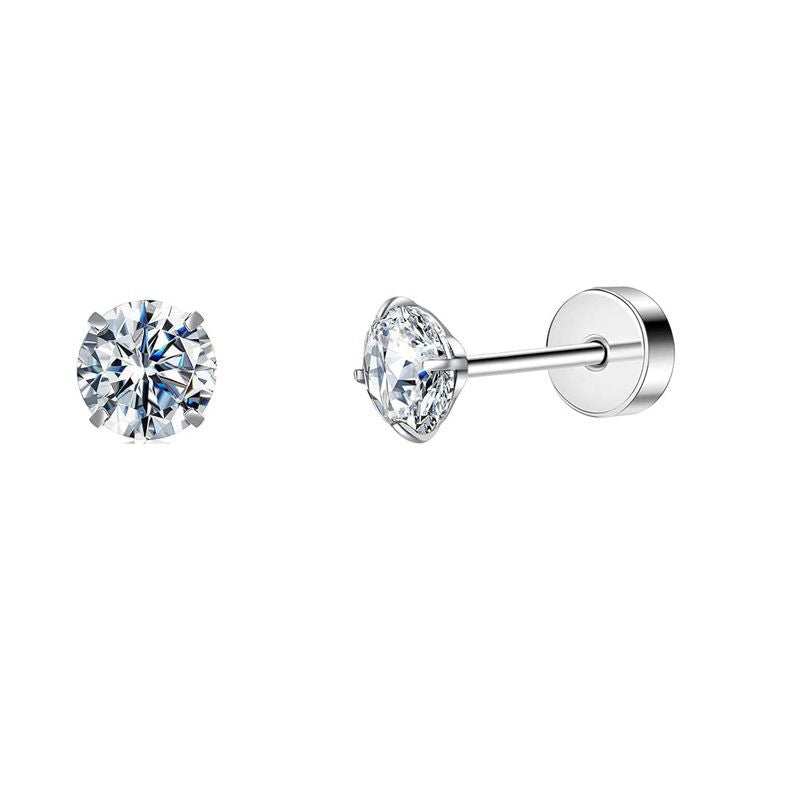 Stainless Steel Zircon Stud Earrings