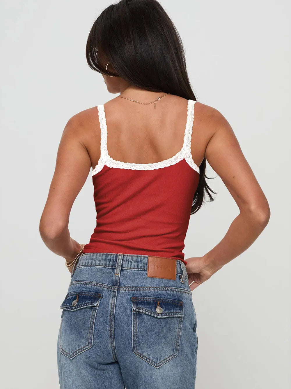 Lace Trim Cropped Cami Top