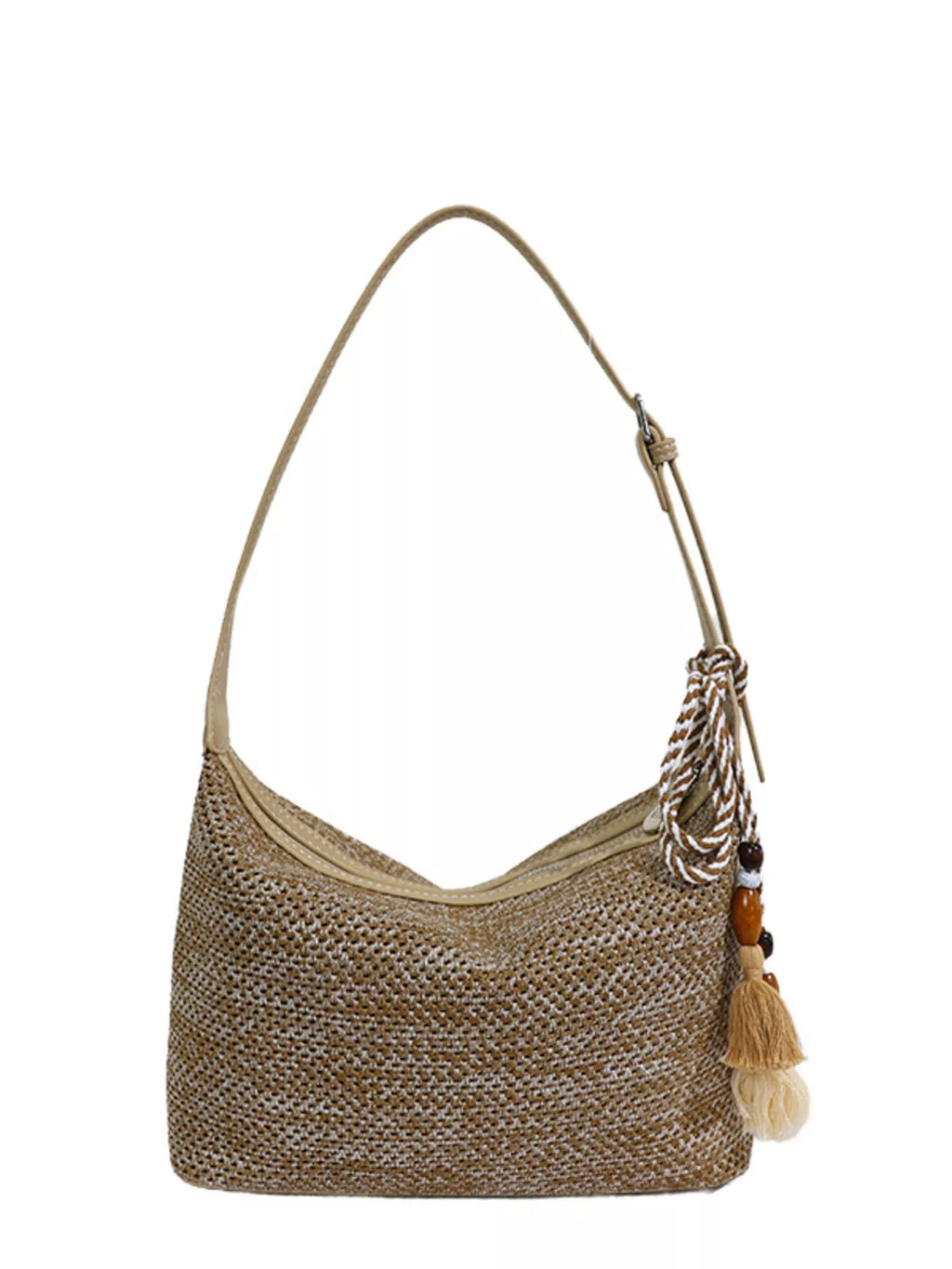 Woven Shoulder Bag with Tassel