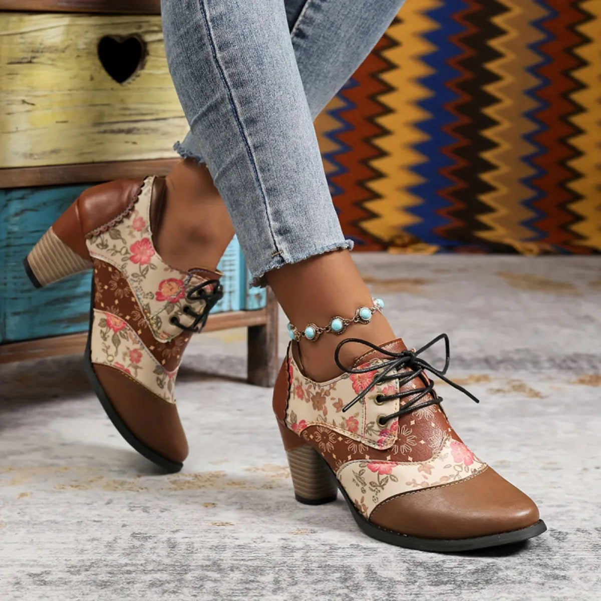 Point Toe Block Heels Ankle Boots