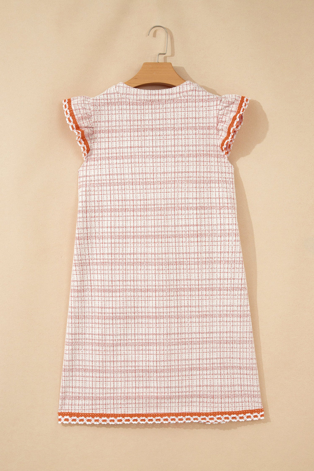 White Jacquard Textured Contrast Trim Short Sleeve Tassel Tie Shift Dress
