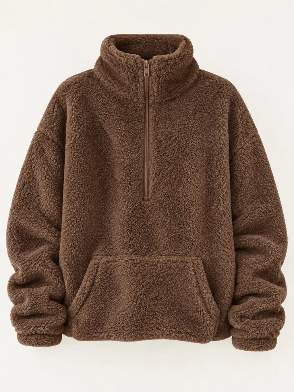 Full Size Sherpa Quarter-Zip Turtleneck Sweatshirt Plus Size