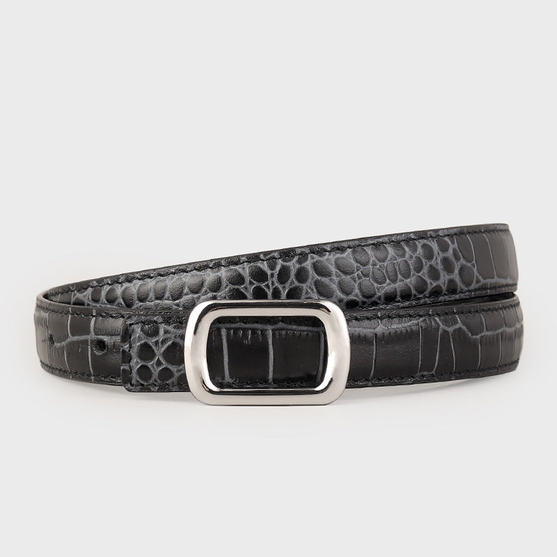 Crocodile Embossed Leather Belt