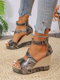 Platform Wedge Sandals with Ankle Strap