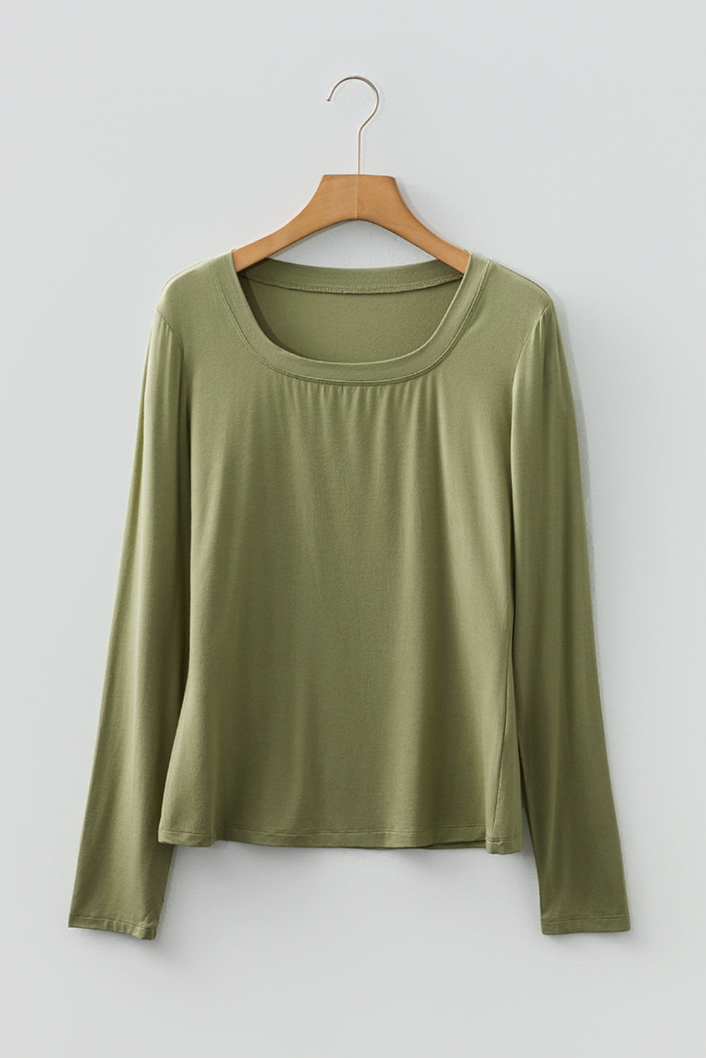 Solid Scoop Neck Long Sleeve Top