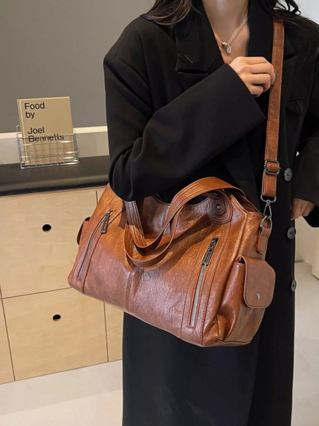 Vintage Style Zipper Front Handbag