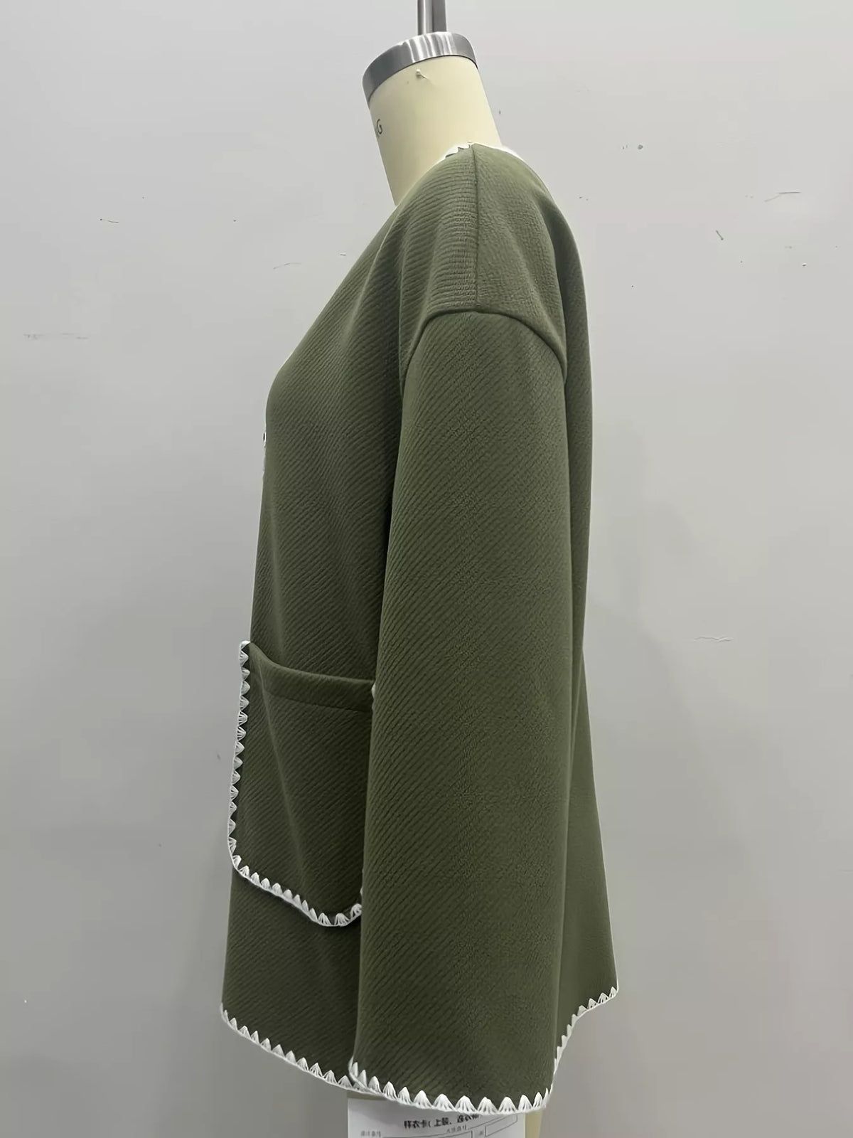 Contrast Trim Button-Front Outerwear