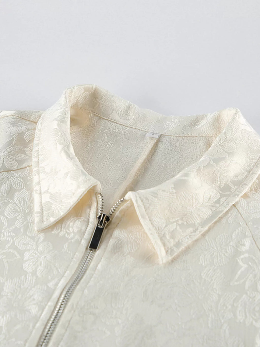 Jacquard Bomber Jacket with Drawstring Waist