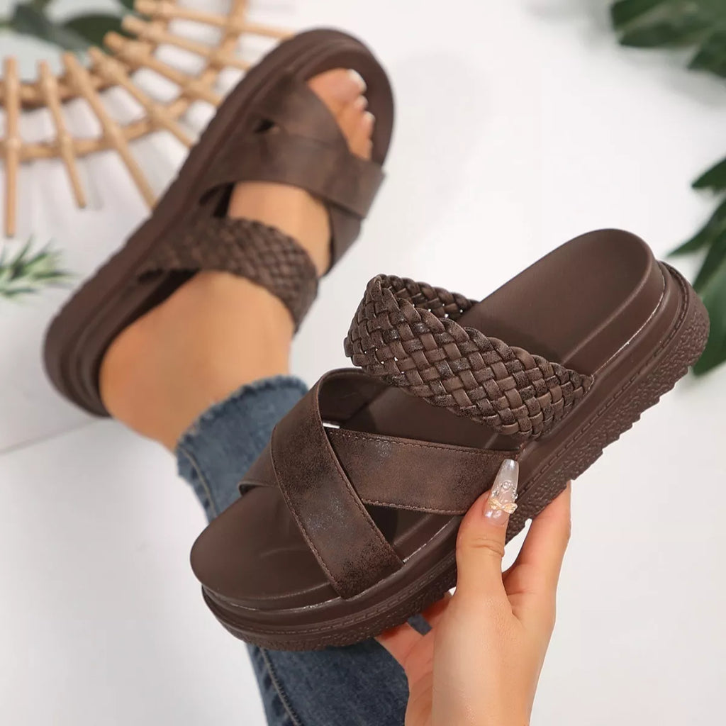 Braided Strap Platform Sandals