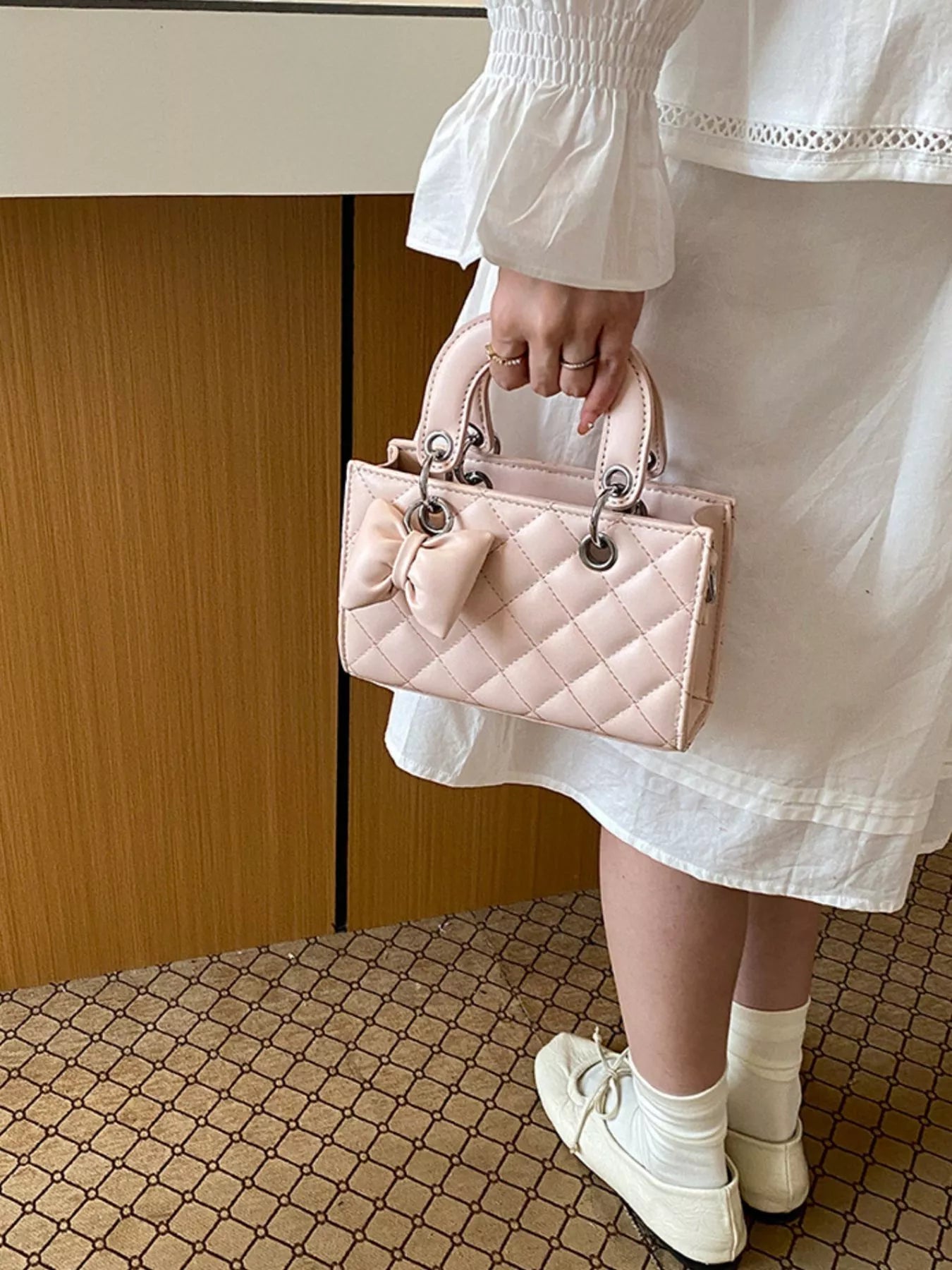 Quilted Bow Crossbody Bag