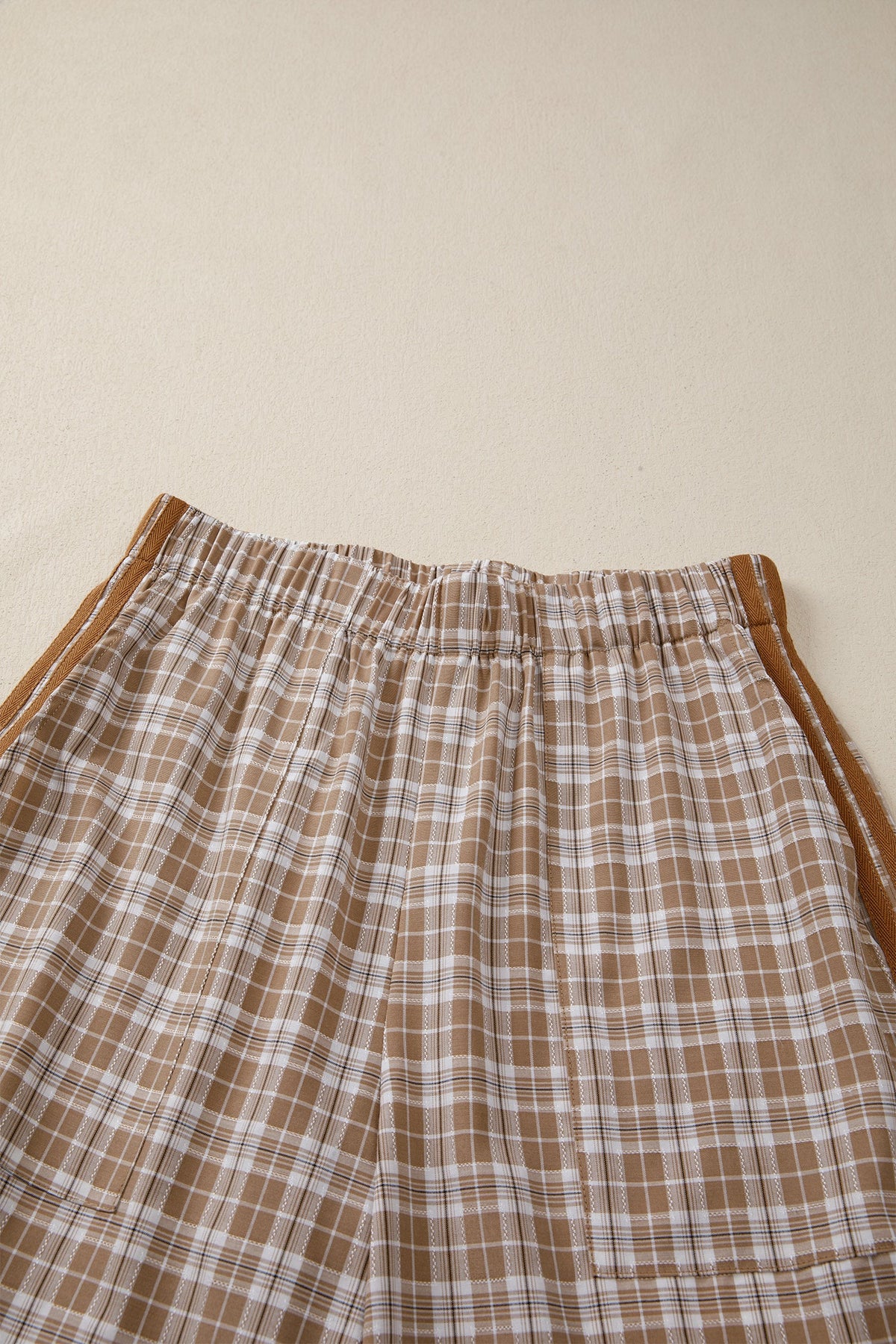 Plaid Bow Tie Contrast Elastic Waist Jogger Pants