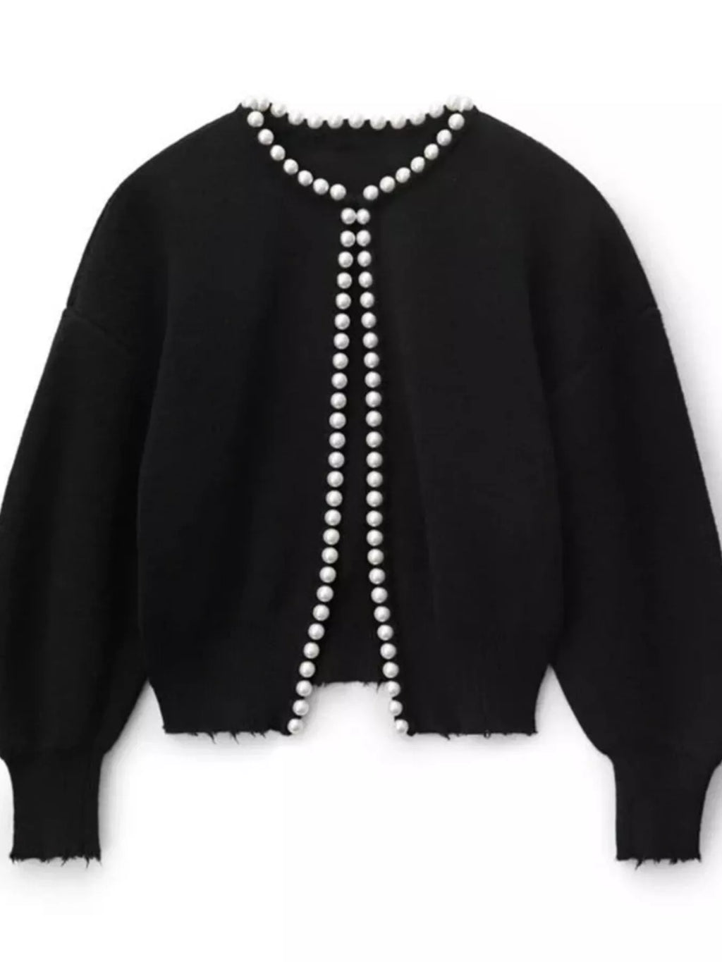 Pearl Trimmed Open Front Cardigan