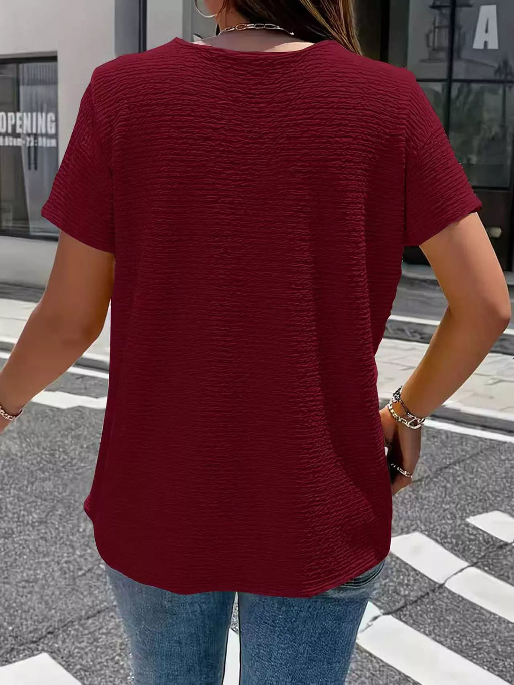 Textured Short Sleeve Top