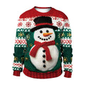 Christmas Clothing Foreign Trade Cross-border New Snowman Christmas Tree Sweater Pattern 3D Digital Printing Round Neck Sweater