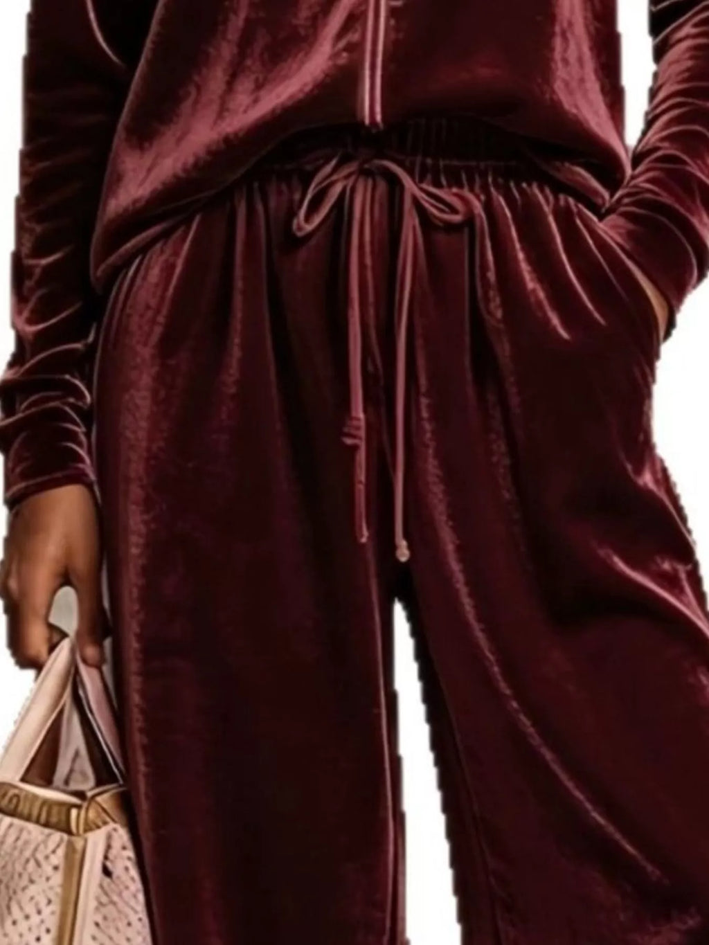 Velvet Zip-Up Top and Pants Set